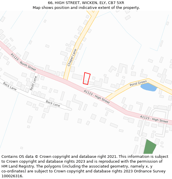66, HIGH STREET, WICKEN, ELY, CB7 5XR: Location map and indicative extent of plot