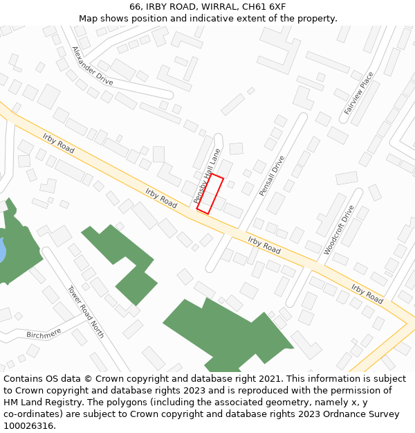 66, IRBY ROAD, WIRRAL, CH61 6XF: Location map and indicative extent of plot