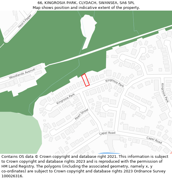 66, KINGROSIA PARK, CLYDACH, SWANSEA, SA6 5PL: Location map and indicative extent of plot