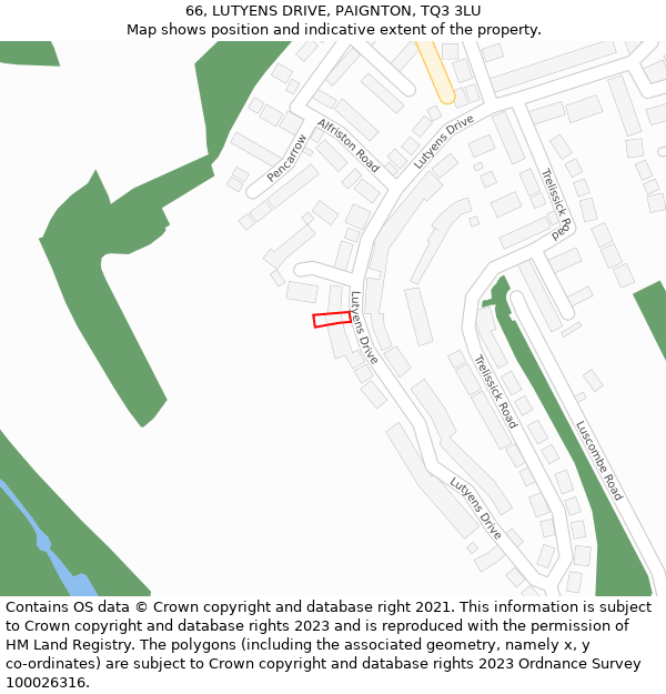 66, LUTYENS DRIVE, PAIGNTON, TQ3 3LU: Location map and indicative extent of plot