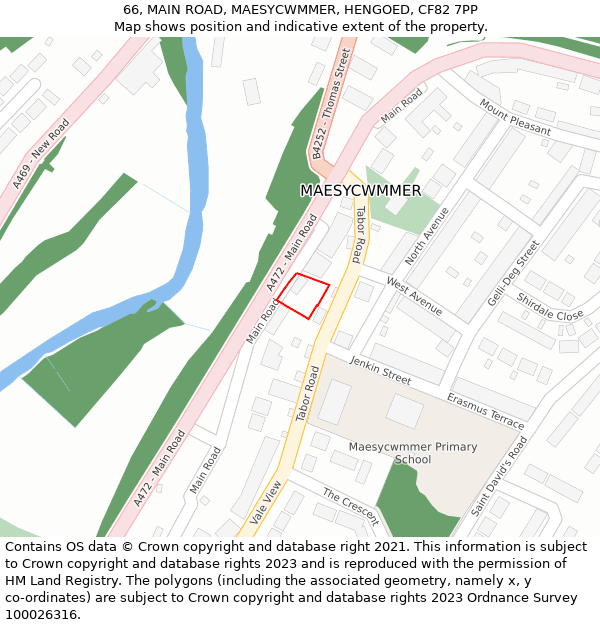 66, MAIN ROAD, MAESYCWMMER, HENGOED, CF82 7PP: Location map and indicative extent of plot