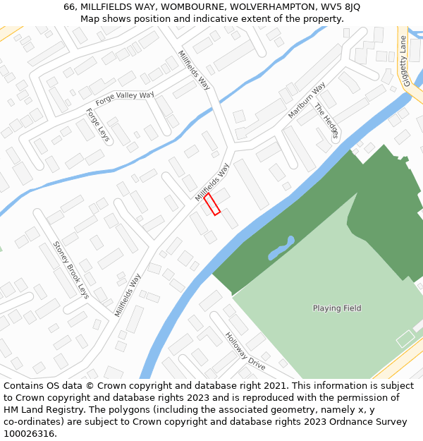 66, MILLFIELDS WAY, WOMBOURNE, WOLVERHAMPTON, WV5 8JQ: Location map and indicative extent of plot
