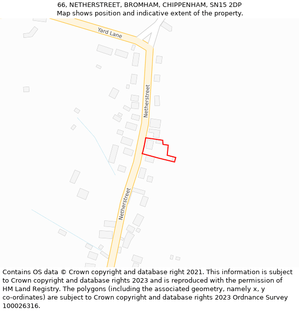 66, NETHERSTREET, BROMHAM, CHIPPENHAM, SN15 2DP: Location map and indicative extent of plot