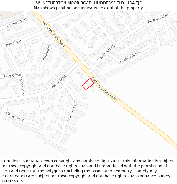 66, NETHERTON MOOR ROAD, HUDDERSFIELD, HD4 7JE: Location map and indicative extent of plot