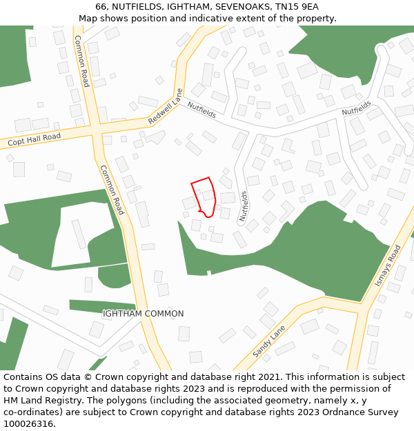 66, NUTFIELDS, IGHTHAM, SEVENOAKS, TN15 9EA: Location map and indicative extent of plot