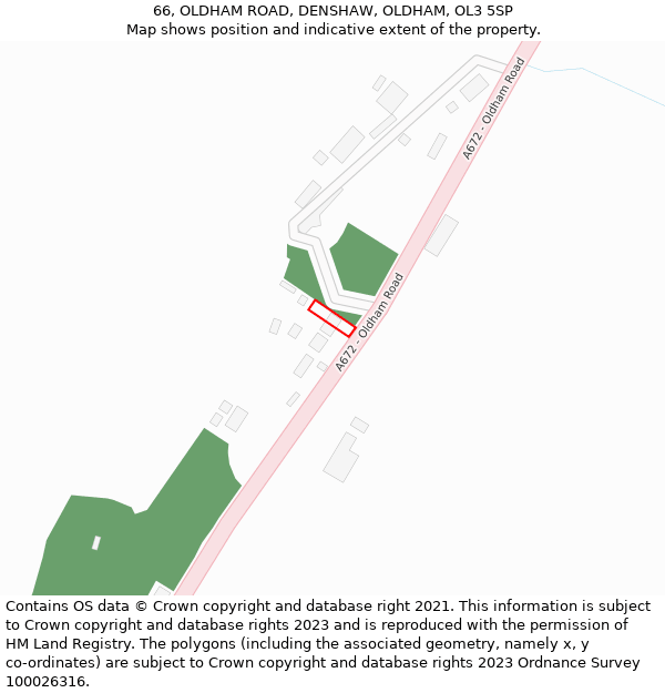 66, OLDHAM ROAD, DENSHAW, OLDHAM, OL3 5SP: Location map and indicative extent of plot