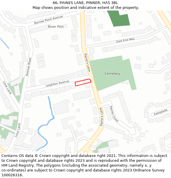 66, PAINES LANE, PINNER, HA5 3BL: Location map and indicative extent of plot