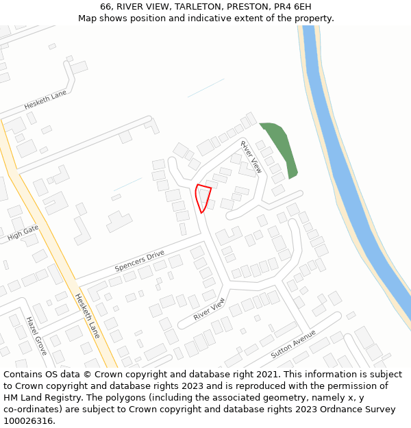 66, RIVER VIEW, TARLETON, PRESTON, PR4 6EH: Location map and indicative extent of plot