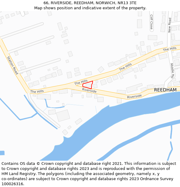 66, RIVERSIDE, REEDHAM, NORWICH, NR13 3TE: Location map and indicative extent of plot