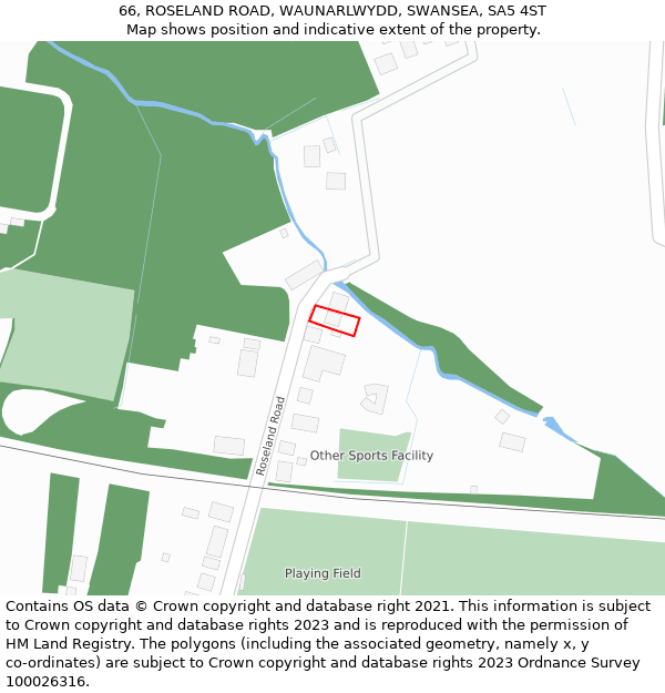 66, ROSELAND ROAD, WAUNARLWYDD, SWANSEA, SA5 4ST: Location map and indicative extent of plot