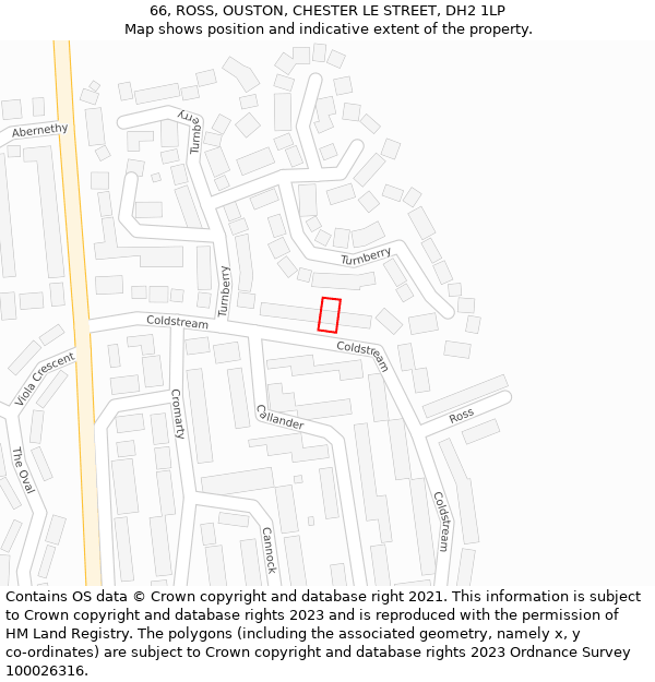 66, ROSS, OUSTON, CHESTER LE STREET, DH2 1LP: Location map and indicative extent of plot