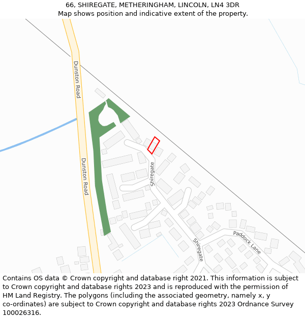 66, SHIREGATE, METHERINGHAM, LINCOLN, LN4 3DR: Location map and indicative extent of plot