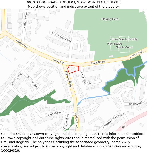 66, STATION ROAD, BIDDULPH, STOKE-ON-TRENT, ST8 6BS: Location map and indicative extent of plot