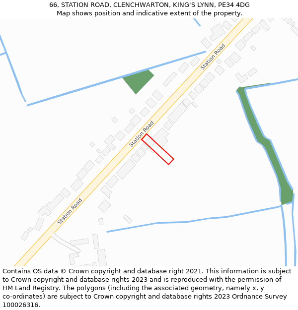 66, STATION ROAD, CLENCHWARTON, KING'S LYNN, PE34 4DG: Location map and indicative extent of plot