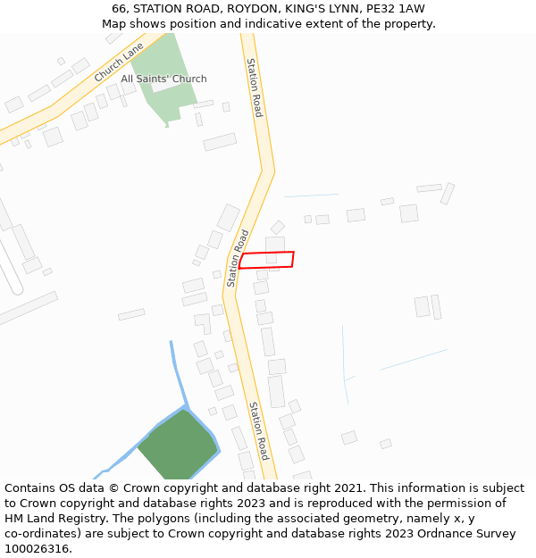 66, STATION ROAD, ROYDON, KING'S LYNN, PE32 1AW: Location map and indicative extent of plot