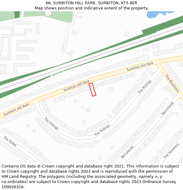 66, SURBITON HILL PARK, SURBITON, KT5 8ER: Location map and indicative extent of plot