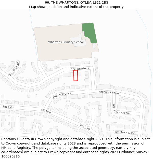 66, THE WHARTONS, OTLEY, LS21 2BS: Location map and indicative extent of plot