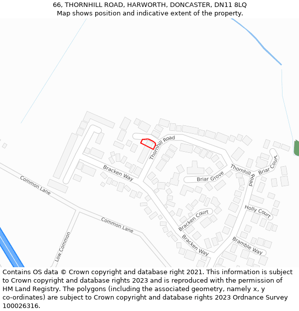 66, THORNHILL ROAD, HARWORTH, DONCASTER, DN11 8LQ: Location map and indicative extent of plot