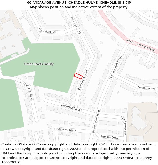 66, VICARAGE AVENUE, CHEADLE HULME, CHEADLE, SK8 7JP: Location map and indicative extent of plot