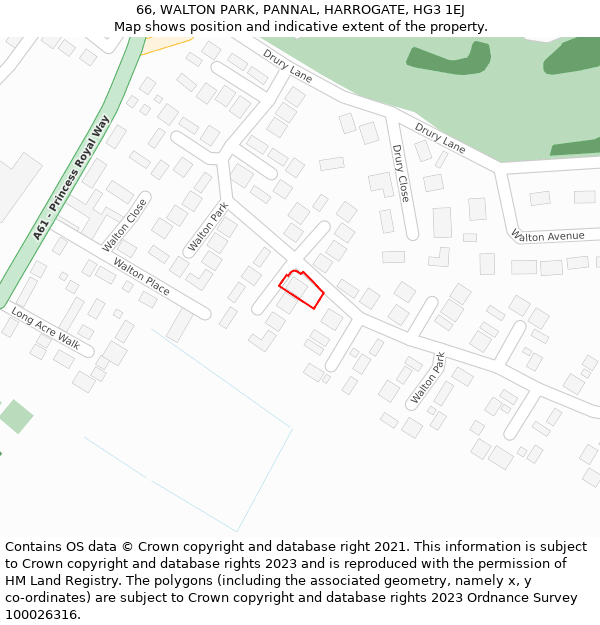 66, WALTON PARK, PANNAL, HARROGATE, HG3 1EJ: Location map and indicative extent of plot