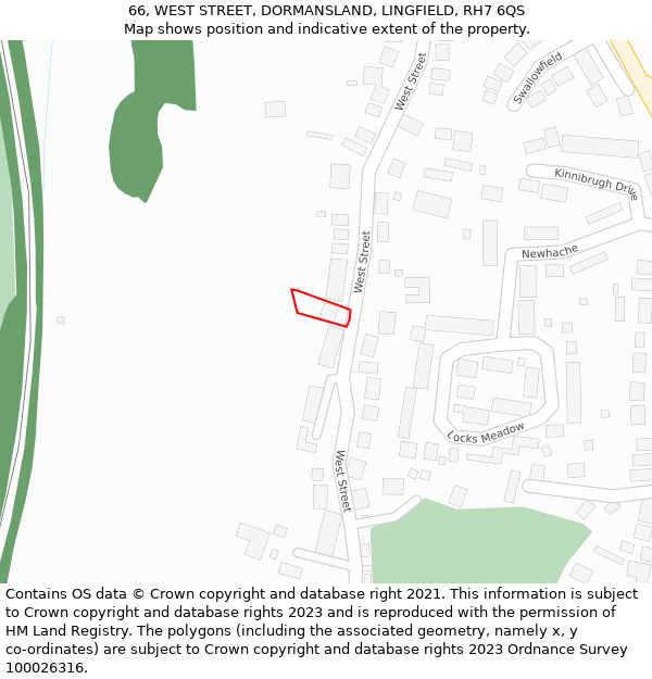 66, WEST STREET, DORMANSLAND, LINGFIELD, RH7 6QS: Location map and indicative extent of plot