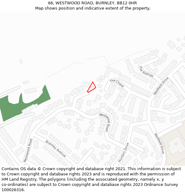 66, WESTWOOD ROAD, BURNLEY, BB12 0HR: Location map and indicative extent of plot