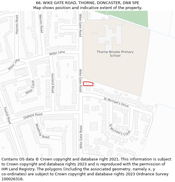 66, WIKE GATE ROAD, THORNE, DONCASTER, DN8 5PE: Location map and indicative extent of plot