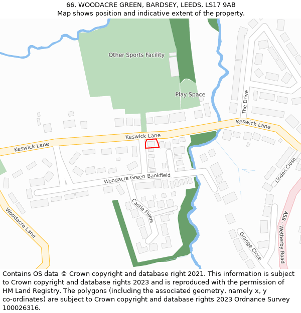 66, WOODACRE GREEN, BARDSEY, LEEDS, LS17 9AB: Location map and indicative extent of plot