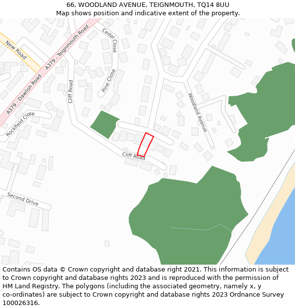 66, WOODLAND AVENUE, TEIGNMOUTH, TQ14 8UU: Location map and indicative extent of plot