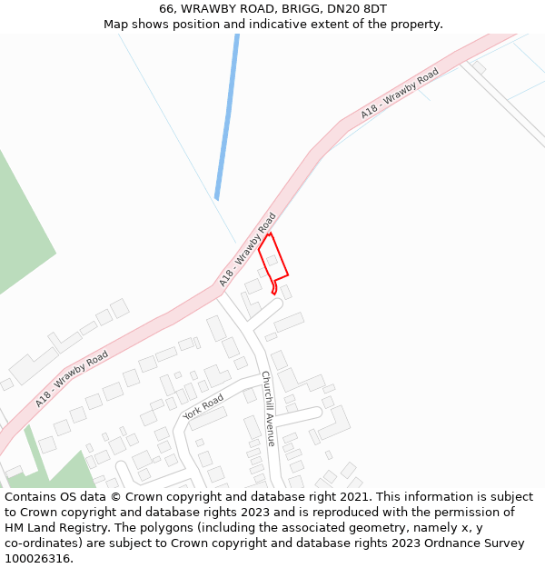 66, WRAWBY ROAD, BRIGG, DN20 8DT: Location map and indicative extent of plot