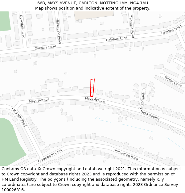 66B, MAYS AVENUE, CARLTON, NOTTINGHAM, NG4 1AU: Location map and indicative extent of plot