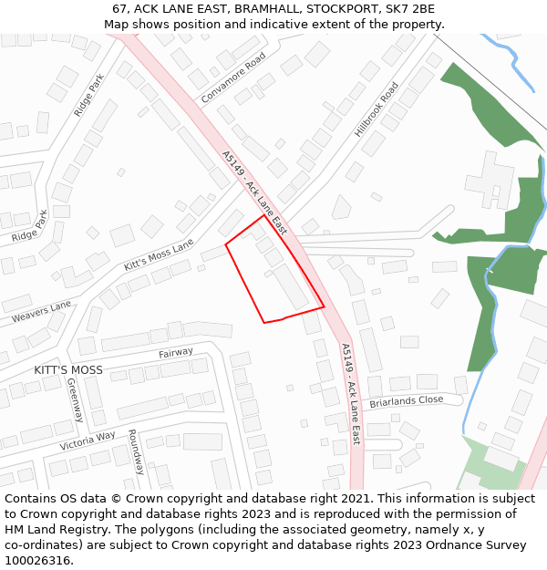 67, ACK LANE EAST, BRAMHALL, STOCKPORT, SK7 2BE: Location map and indicative extent of plot