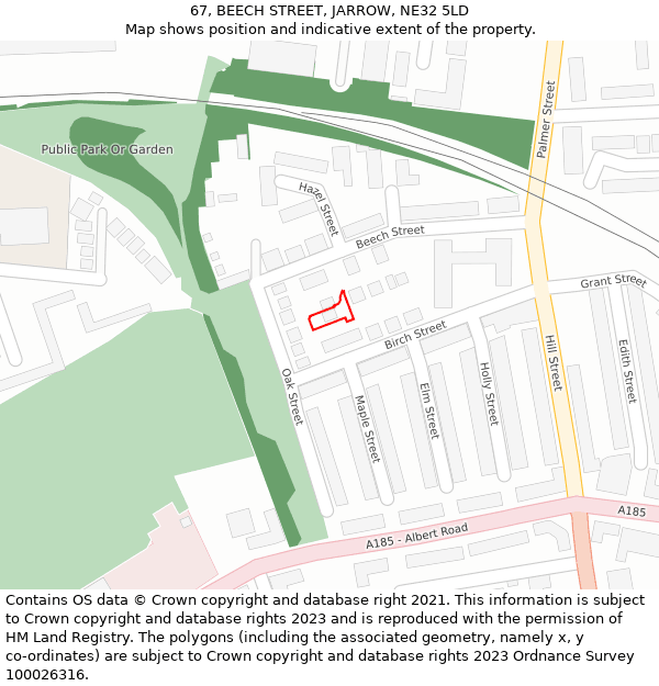 67, BEECH STREET, JARROW, NE32 5LD: Location map and indicative extent of plot
