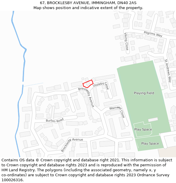 67, BROCKLESBY AVENUE, IMMINGHAM, DN40 2AS: Location map and indicative extent of plot