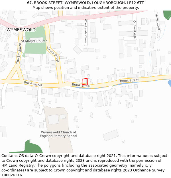 67, BROOK STREET, WYMESWOLD, LOUGHBOROUGH, LE12 6TT: Location map and indicative extent of plot