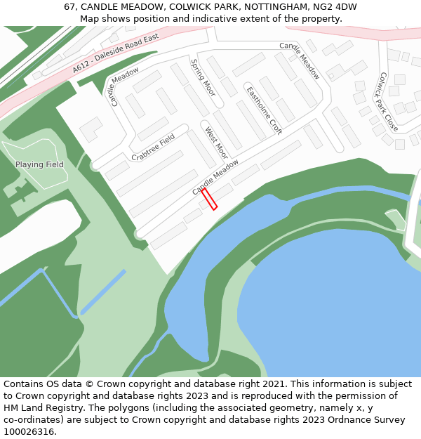 67, CANDLE MEADOW, COLWICK PARK, NOTTINGHAM, NG2 4DW: Location map and indicative extent of plot