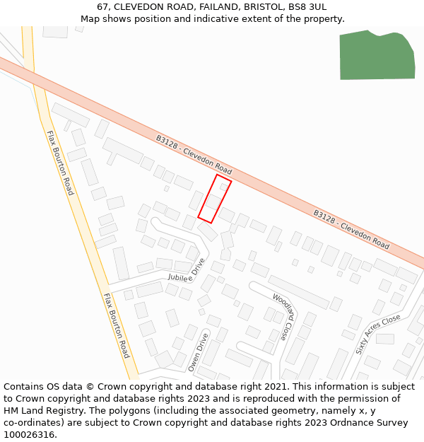 67, CLEVEDON ROAD, FAILAND, BRISTOL, BS8 3UL: Location map and indicative extent of plot