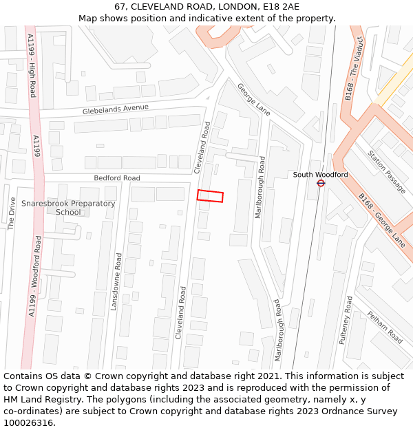 67, CLEVELAND ROAD, LONDON, E18 2AE: Location map and indicative extent of plot