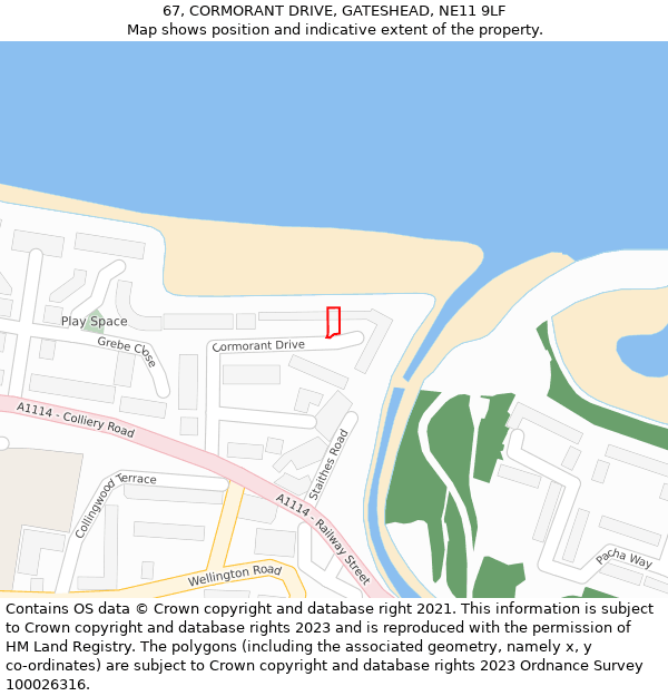 67, CORMORANT DRIVE, GATESHEAD, NE11 9LF: Location map and indicative extent of plot