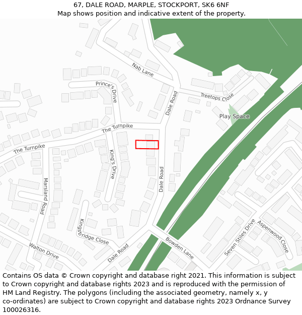 67, DALE ROAD, MARPLE, STOCKPORT, SK6 6NF: Location map and indicative extent of plot