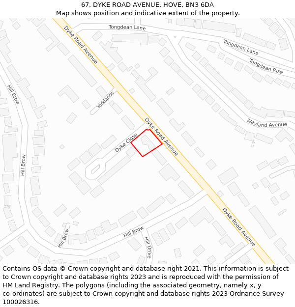 67, DYKE ROAD AVENUE, HOVE, BN3 6DA: Location map and indicative extent of plot