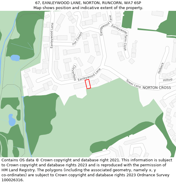 67, EANLEYWOOD LANE, NORTON, RUNCORN, WA7 6SP: Location map and indicative extent of plot