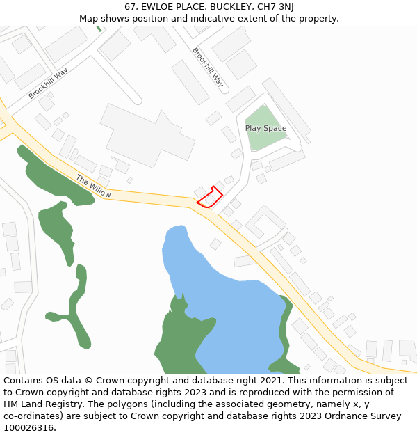 67, EWLOE PLACE, BUCKLEY, CH7 3NJ: Location map and indicative extent of plot