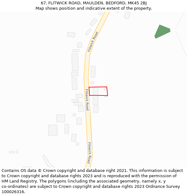 67, FLITWICK ROAD, MAULDEN, BEDFORD, MK45 2BJ: Location map and indicative extent of plot