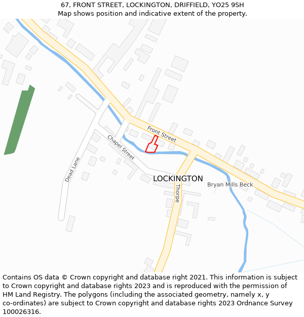 67, FRONT STREET, LOCKINGTON, DRIFFIELD, YO25 9SH: Location map and indicative extent of plot