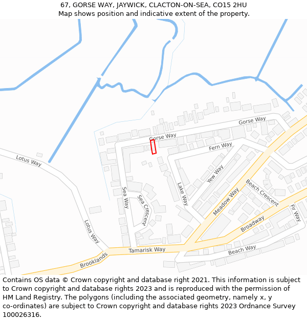 67, GORSE WAY, JAYWICK, CLACTON-ON-SEA, CO15 2HU: Location map and indicative extent of plot