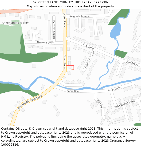 67, GREEN LANE, CHINLEY, HIGH PEAK, SK23 6BN: Location map and indicative extent of plot