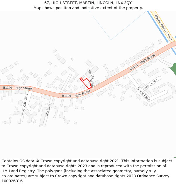 67, HIGH STREET, MARTIN, LINCOLN, LN4 3QY: Location map and indicative extent of plot