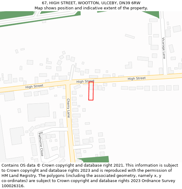 67, HIGH STREET, WOOTTON, ULCEBY, DN39 6RW: Location map and indicative extent of plot