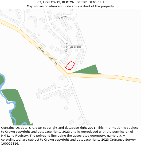 67, HOLLOWAY, REPTON, DERBY, DE65 6RH: Location map and indicative extent of plot